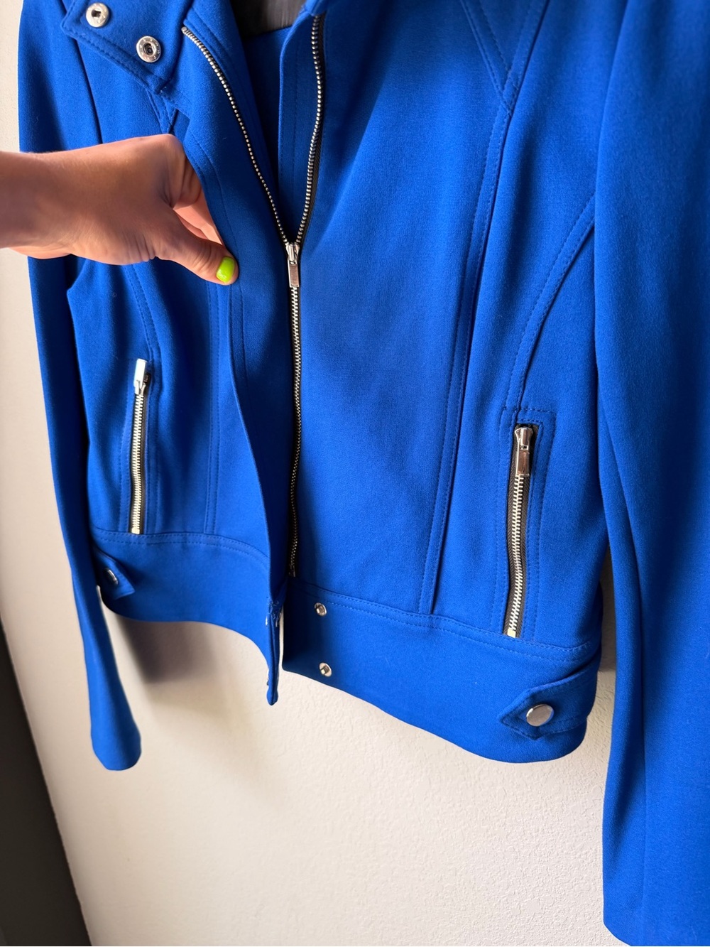 Cache Electric Blue Moto-Style Zip Jacket - Picture 2 of 9